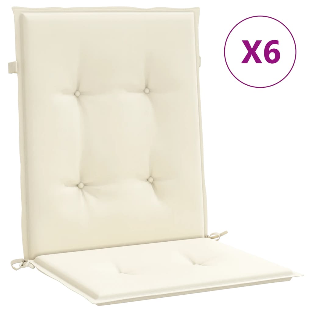 stolehynde m. lav ryg 6 stk. 100x50x3 cm oxfordstof cremefarvet
