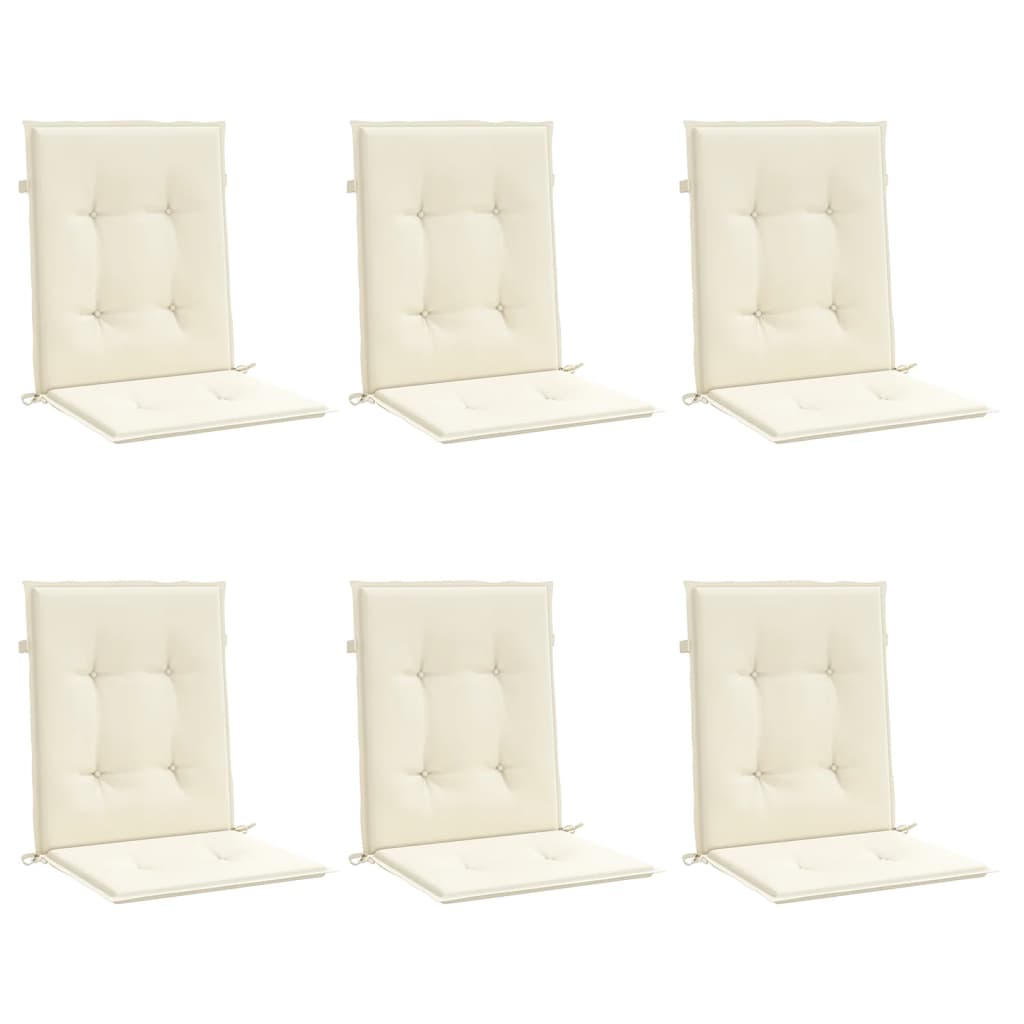 stolehynde m. lav ryg 6 stk. 100x50x3 cm oxfordstof cremefarvet
