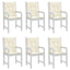 stolehynde m. lav ryg 6 stk. 100x50x3 cm oxfordstof cremefarvet