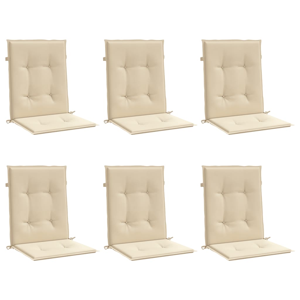 stolehynde m. lav ryg 6 stk. 100x50x3 cm oxfordstof beige