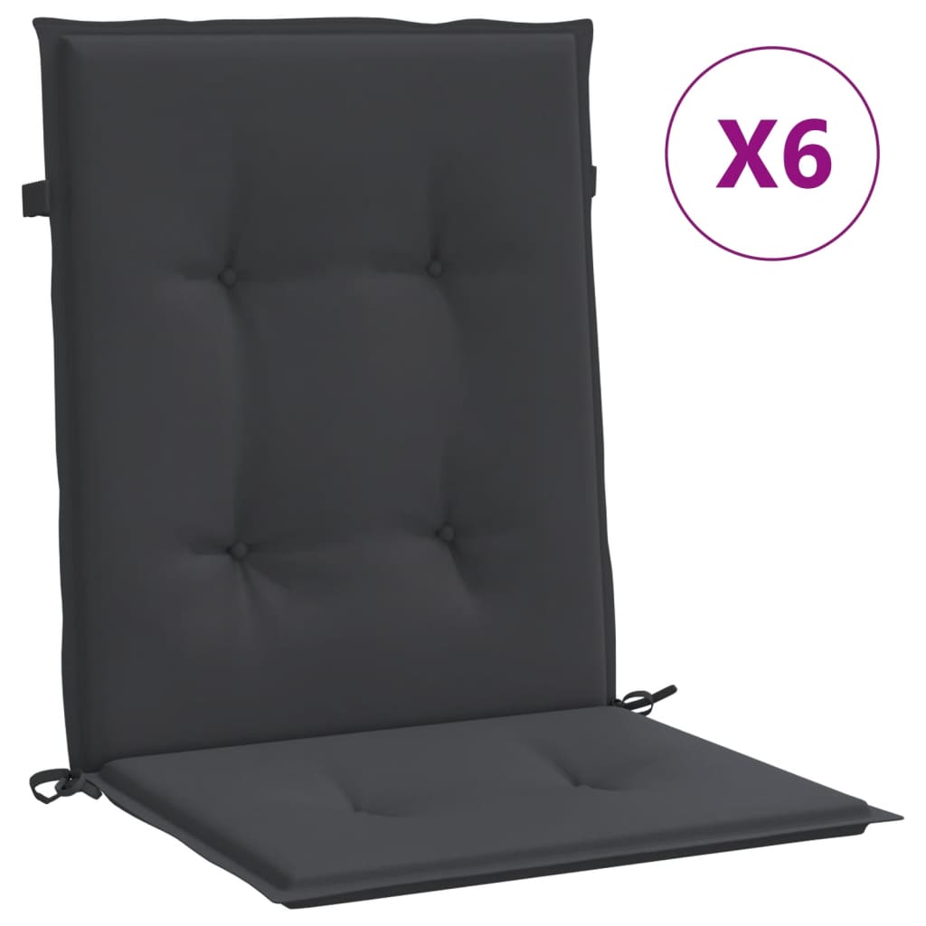 stolehynde m. lav ryg 6 stk. 100x50x3 cm oxfordstof sort