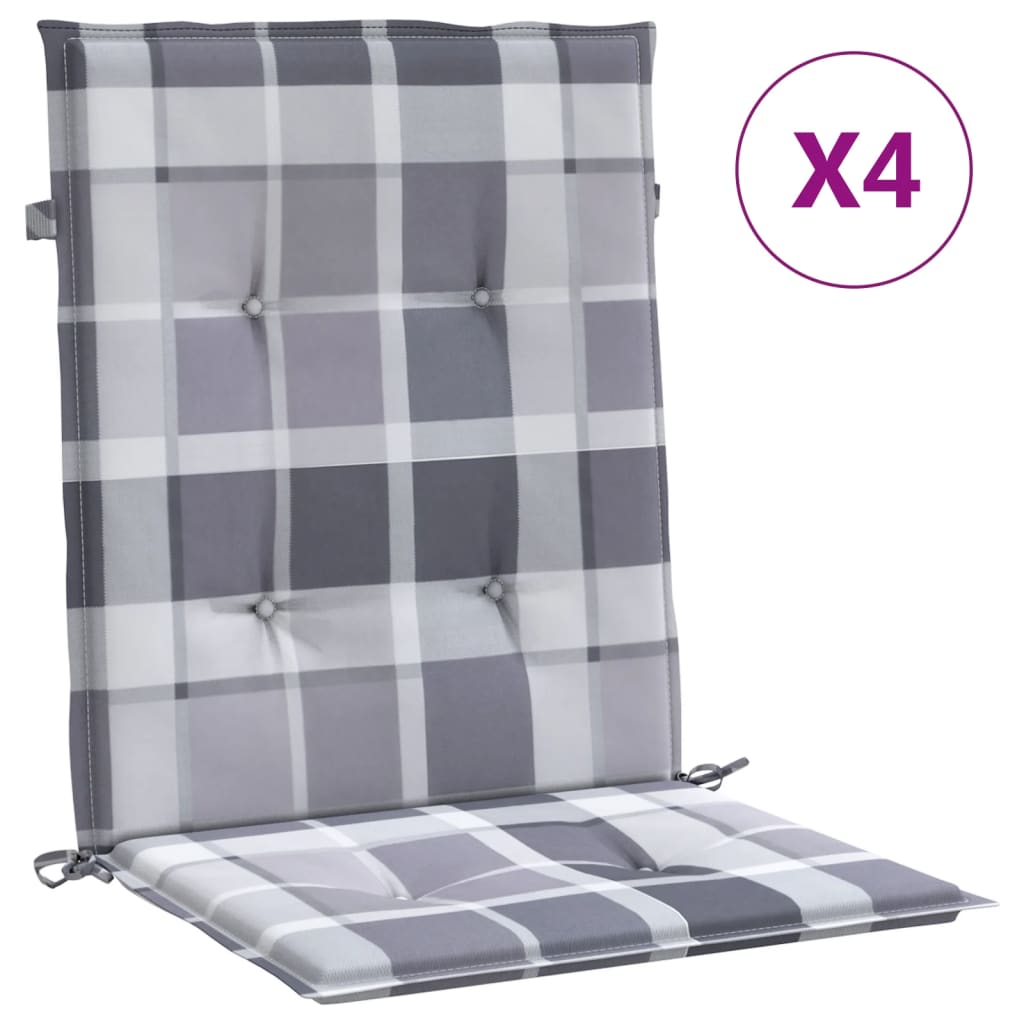 stolehynde m. lav ryg 4 stk. 100x50x3 cm oxfordstof gråternet