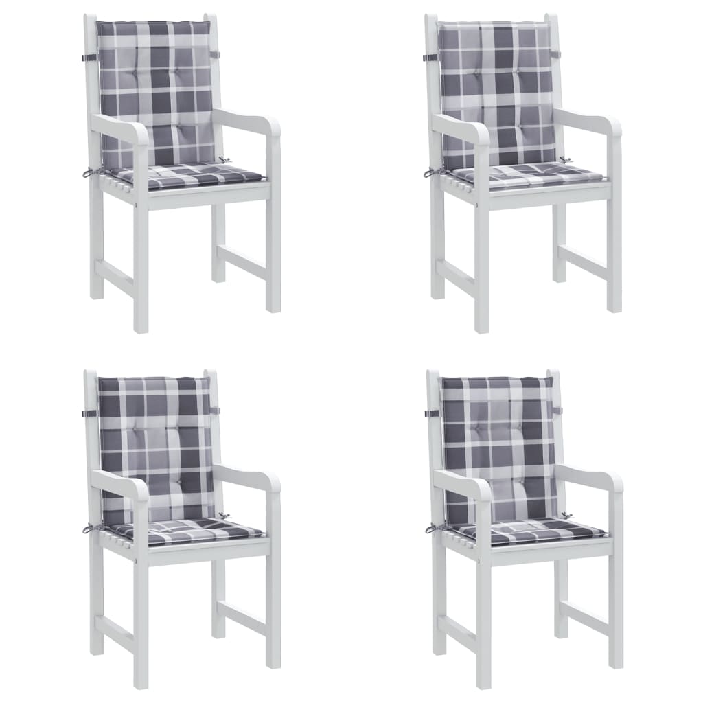 stolehynde m. lav ryg 4 stk. 100x50x3 cm oxfordstof gråternet