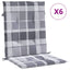 stolehynde m. lav ryg 6 stk. 100x50x3 cm oxfordstof gråternet