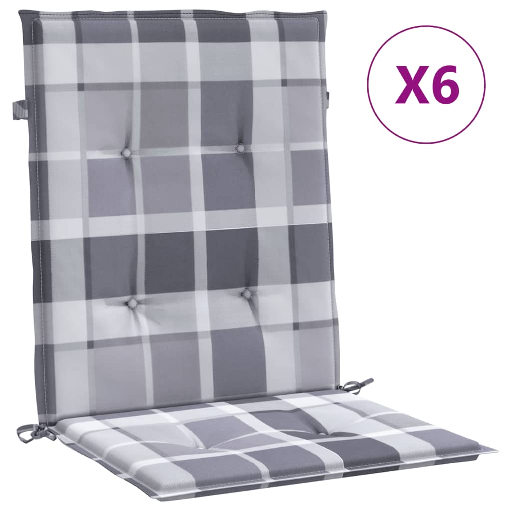 stolehynde m. lav ryg 6 stk. 100x50x3 cm oxfordstof gråternet