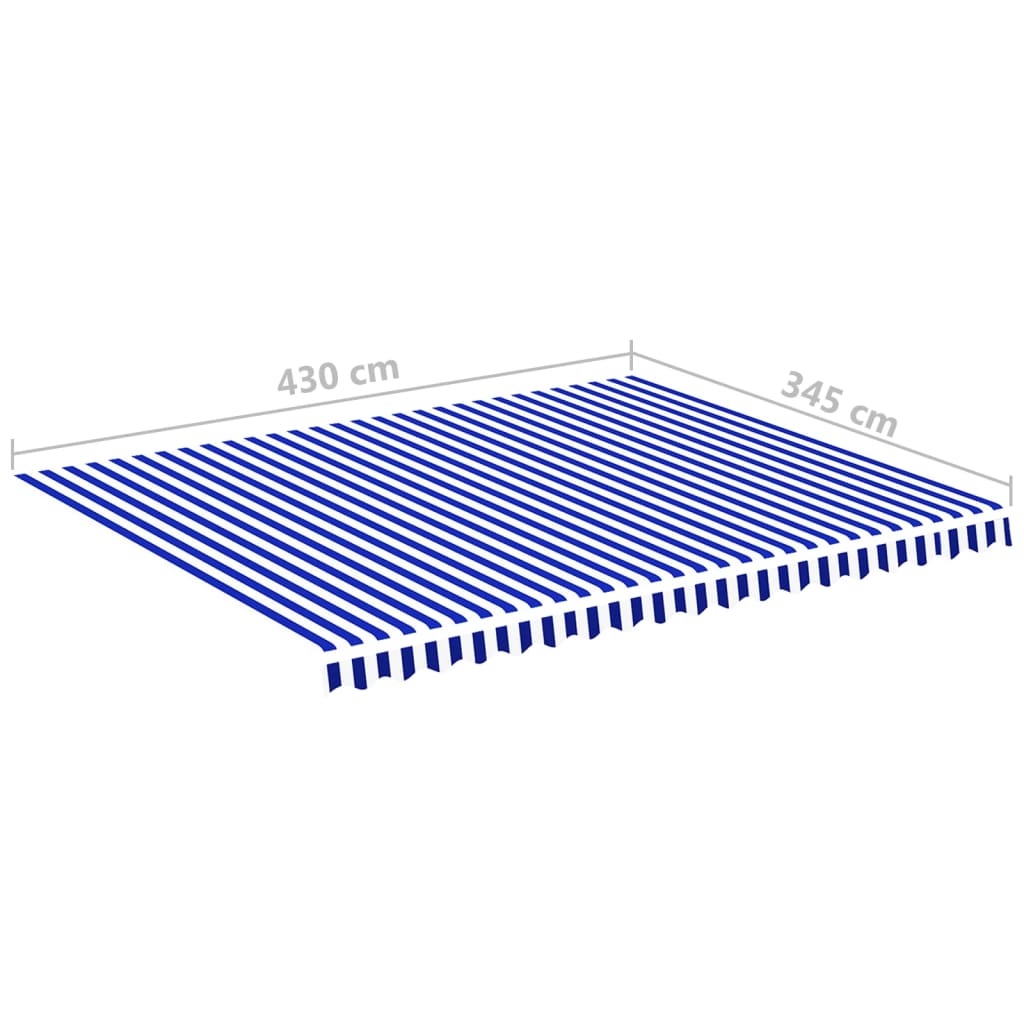 udskiftningsdug til markise 4,5x3,5 m polyester blå og hvid