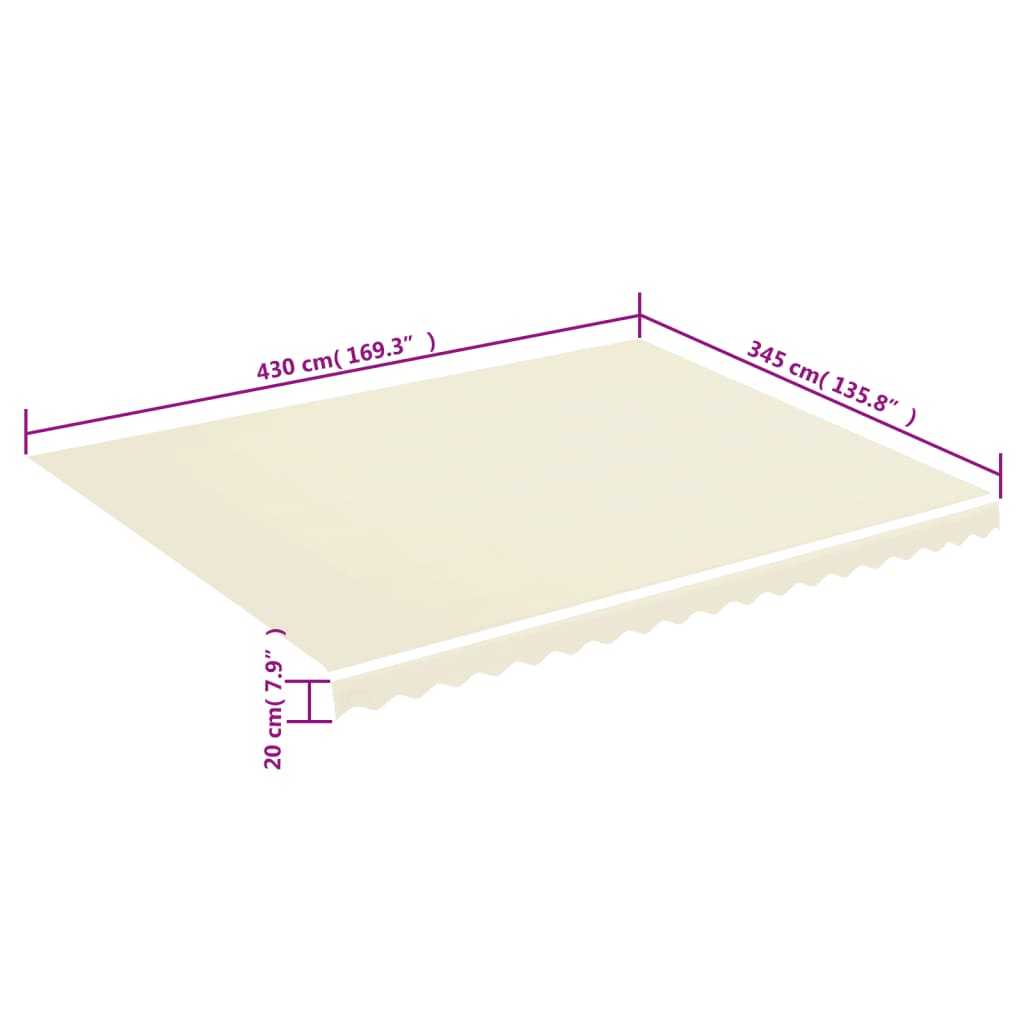 udskiftningsdug til markise 4,5x3,5 m polyester cremefarvet
