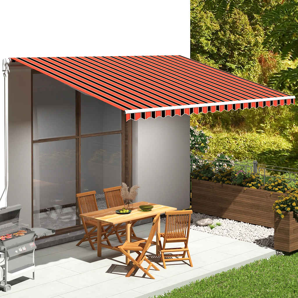 udskiftningsdug til markise 5x3,5 m polyester orange og brun