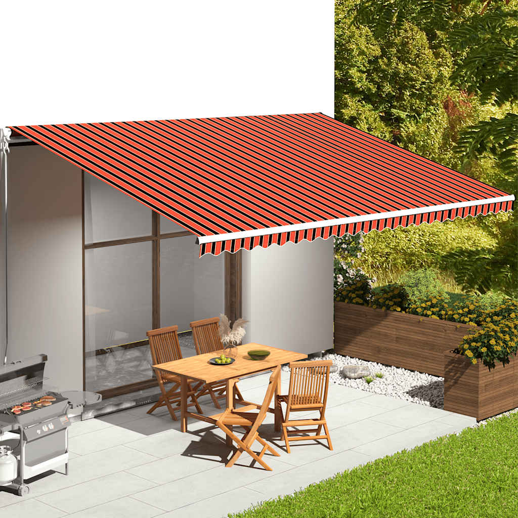 udskiftningsdug til markise 6x3,5 m polyester orange og brun