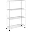 opbevaringsstativ med hjul 90x35x142 cm 200 kg 4 niveauer krom