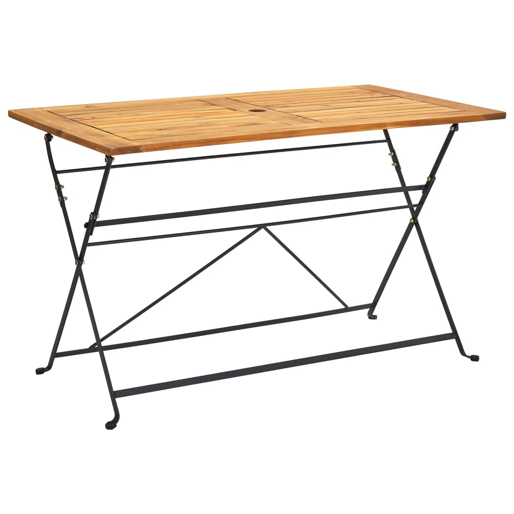 foldbart havebord 120x70x74 cm massivt akacietræ billede