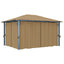 pavillon med gardin 400x300 cm aluminium gråbrun