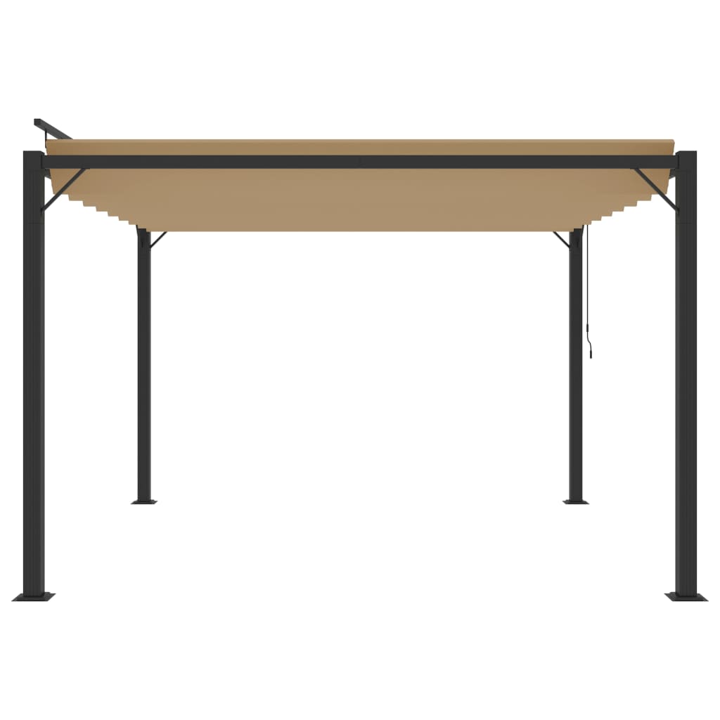 pavillon med lameltag 3x3 m aluminium og stof gråbrun