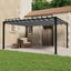 pavillon med lameltag 3x4 m aluminium og stof antracitgrå