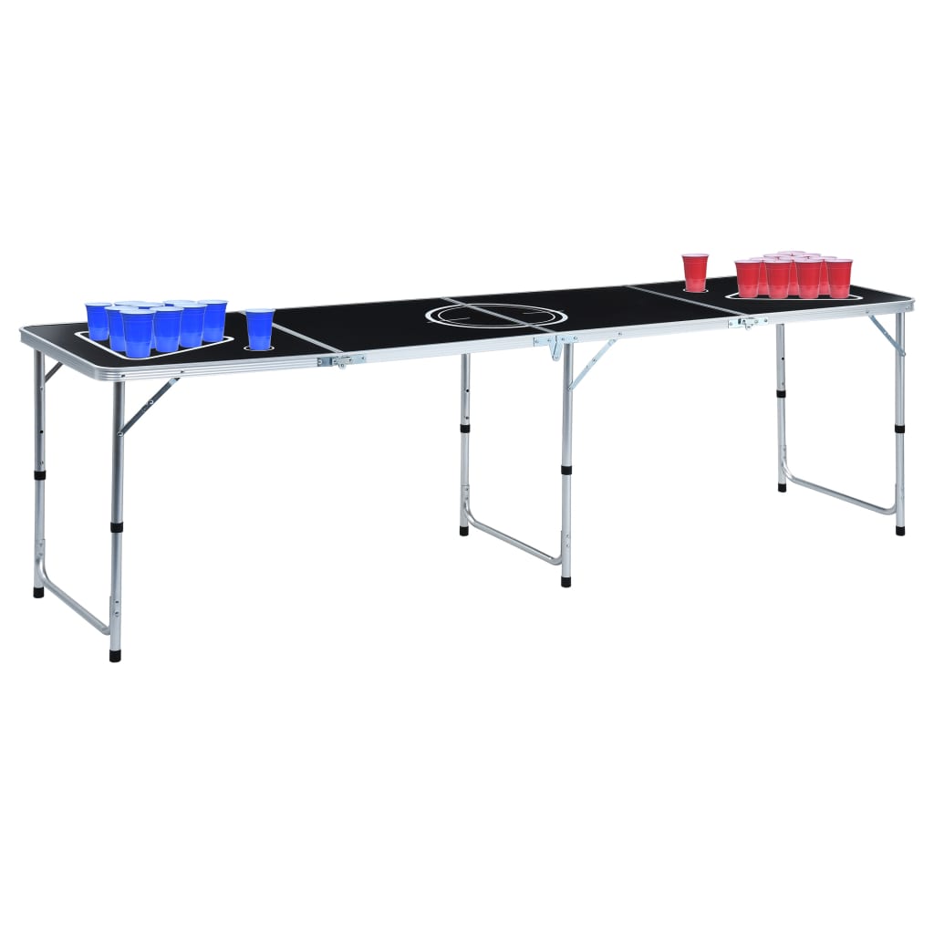 foldbart beer pong-bord med kopper og bolde 240 cm billede