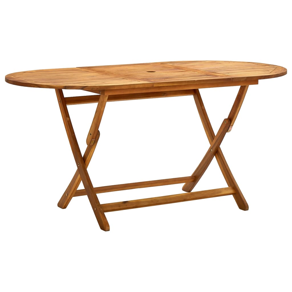 foldbart havebord 160x85x75 cm massivt akacietræ billede