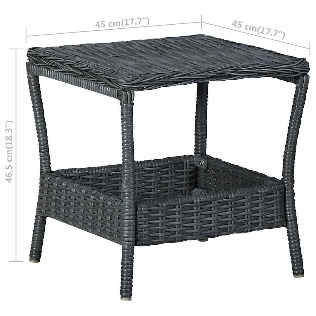 havebord 45x45x46,5 cm polyrattan mørkegrå
