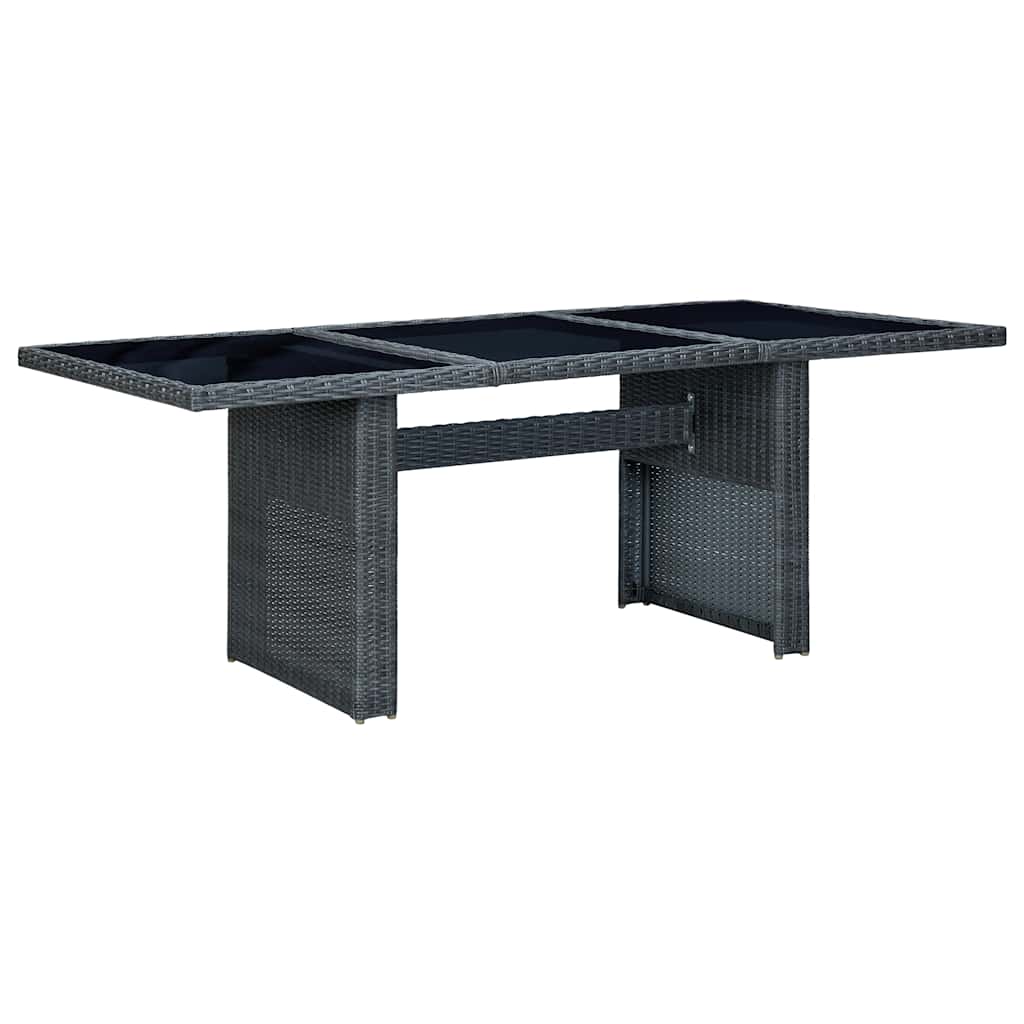 havebord polyrattan og hærdet glas mørkegrå billede
