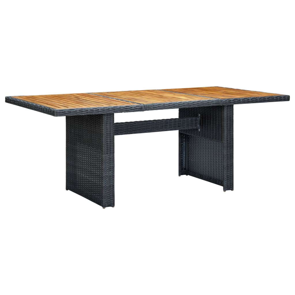havebord polyrattan og massivt akacietræ mørkegrå billede