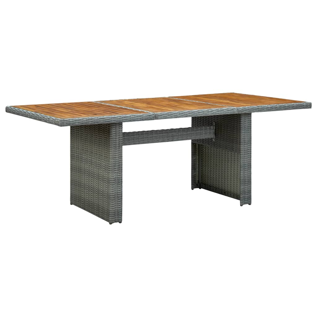 havebord polyrattan og massivt akacietræ lysegrå billede