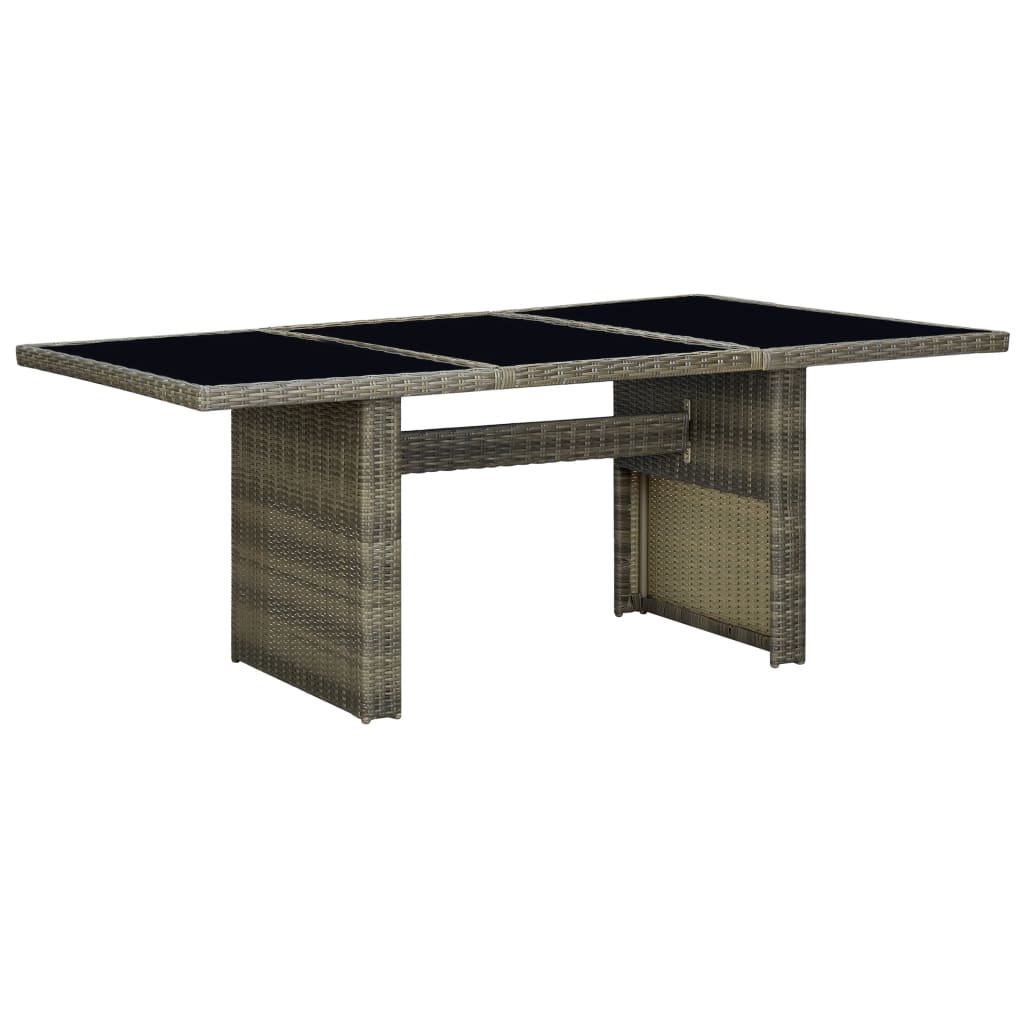 havebord polyrattan og hærdet glas brun billede