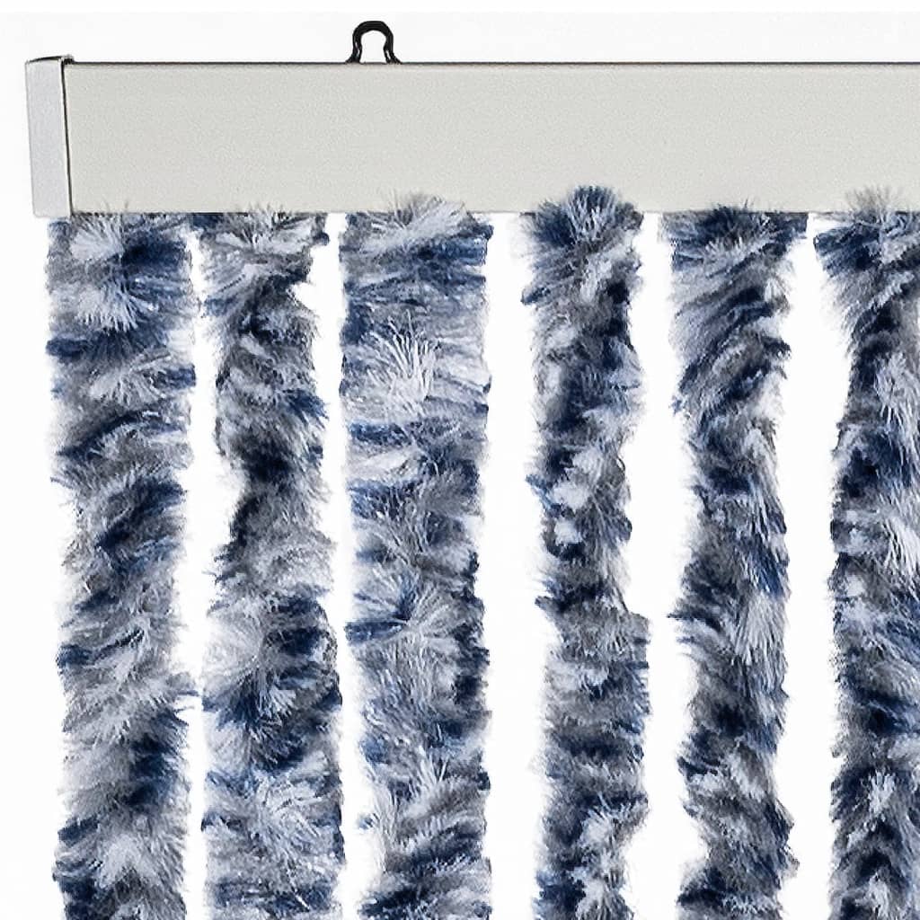 insektgardin 90x200 cm chenille blå og hvid