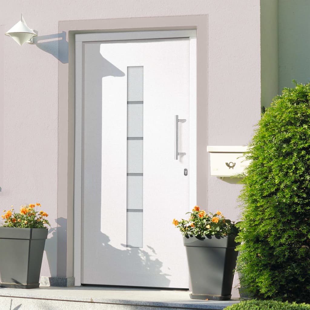 hoveddør 100x200 cm aluminium og PVC hvid