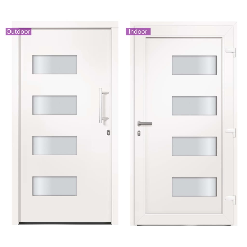 hoveddør 110x210 cm aluminium og PVC hvid