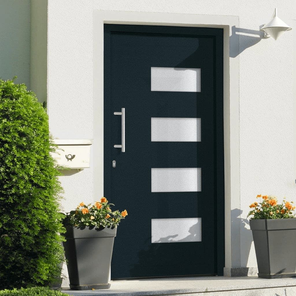 hoveddør 110x210 cm aluminium og PVC antracitgrå