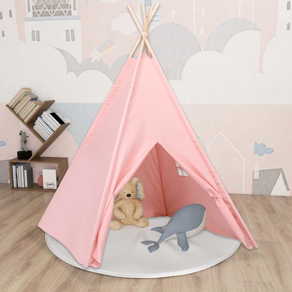 tipi til børn 120x120x150 cm med bærepose polyester pink billede