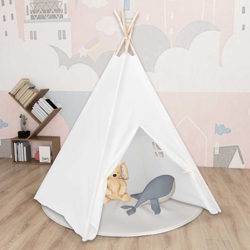 tipi til børn 120x120x150 cm med bærepose polyester hvid billede