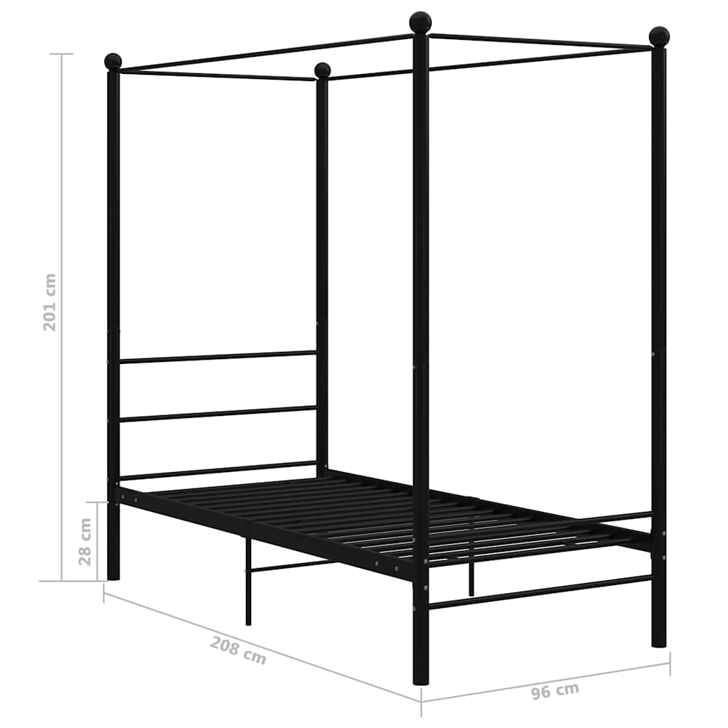 sengestel til himmelseng 90x200 cm metal sort