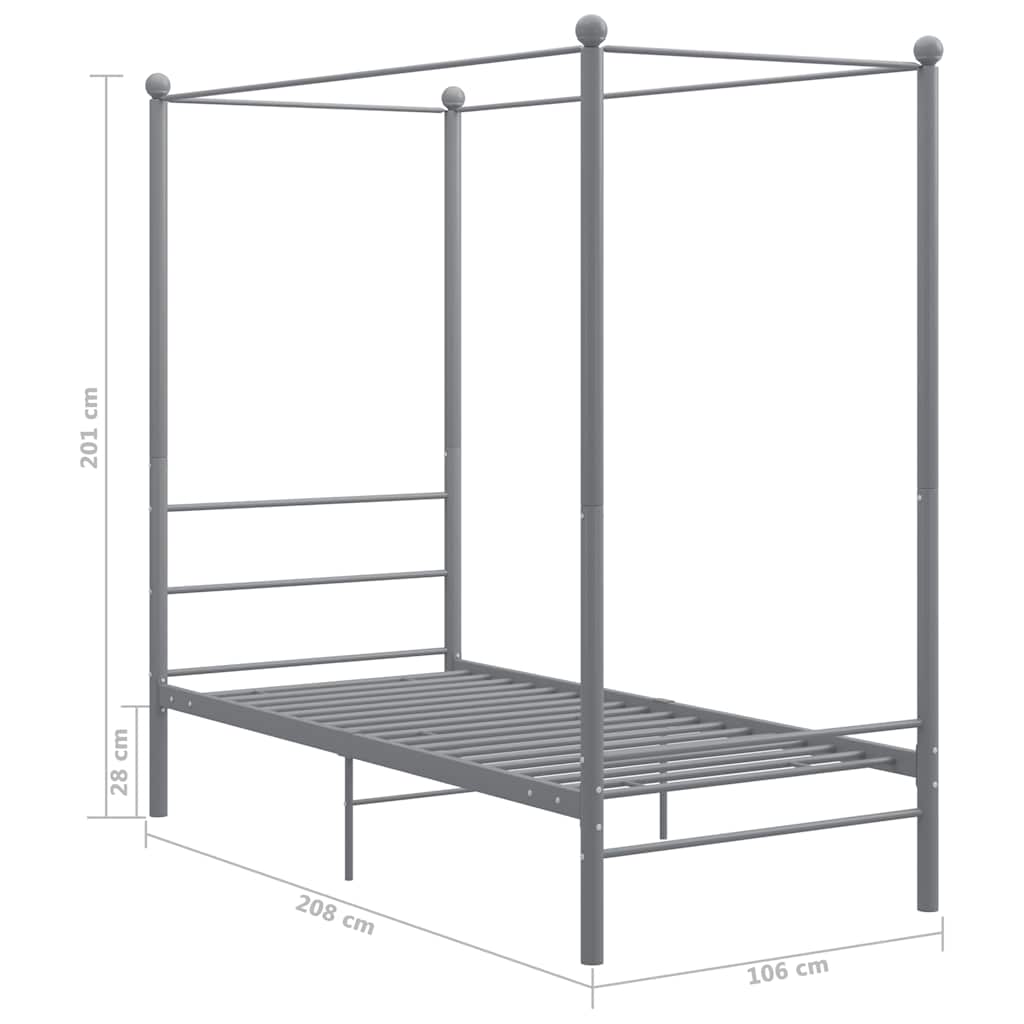 sengestel til himmelseng 90x200 cm metal grå