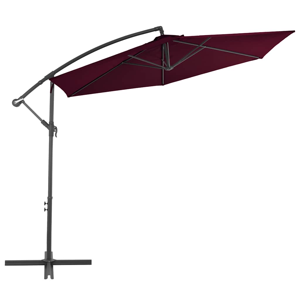 hængeparasol 300 cm aluminiumsstang bordeauxrød