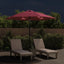 parasol m. LED-lys og stålstang 300 cm bordeauxrød