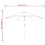 parasol m. LED-lys og stålstang 300 cm bordeauxrød