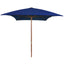 haveparasol 200x300 cm træstang blå