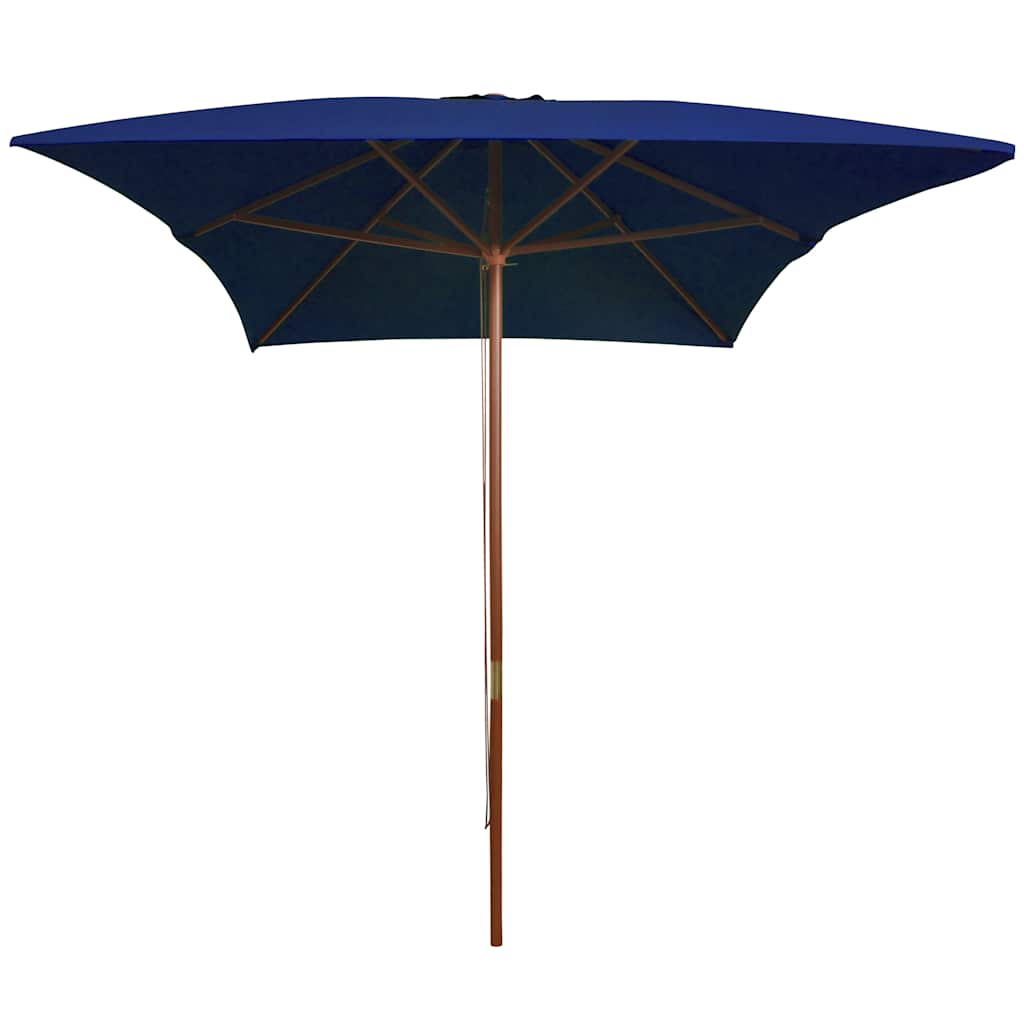 haveparasol 200x300 cm træstang blå