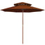 parasol m. træstang 270 cm 2 niveauer terrakotta