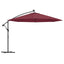 hængeparasol m. LED-lys 350 cm bordeauxrød