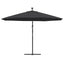 hængeparasol m. LED-lys 350 cm sort