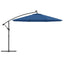 hængeparasol m. LED-lys 350 cm azurblå
