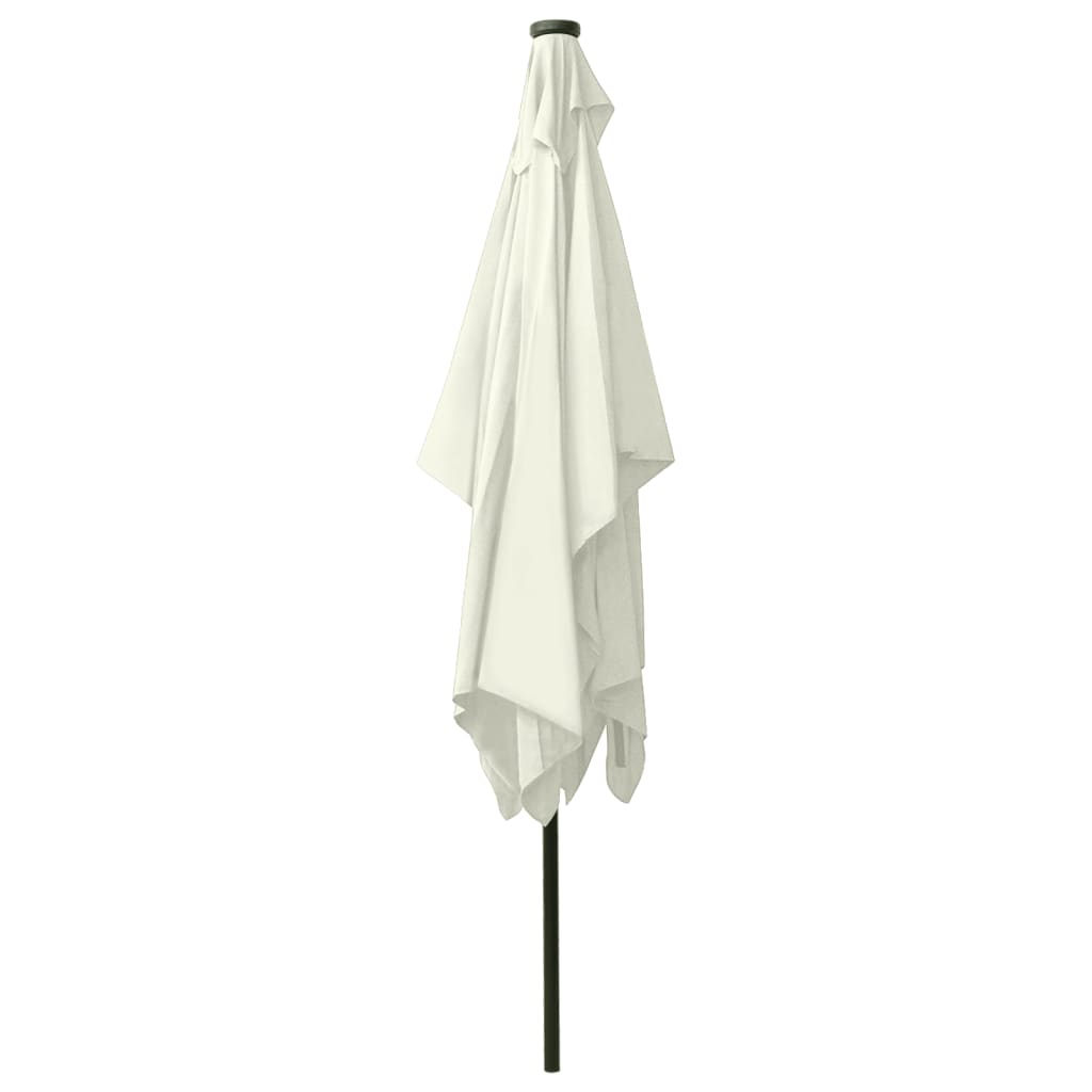 parasol med LED-lys og stålstang 2x3 m sandfarvet