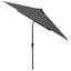 parasol med LED-lys og stålstang 2x3 m antracitgrå