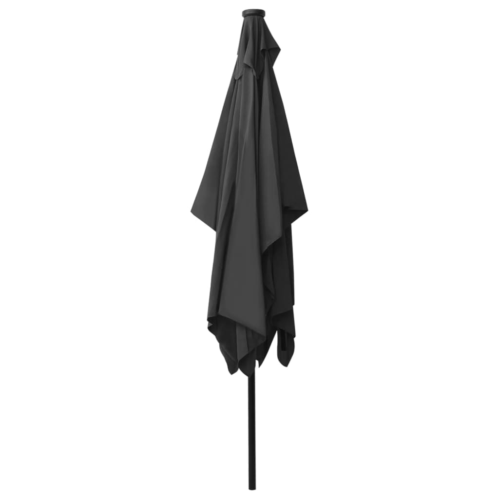 parasol med LED-lys og stålstang 2x3 m antracitgrå