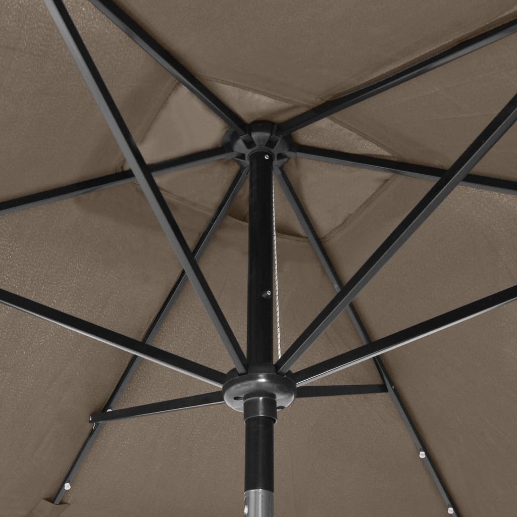 parasol med LED-lys og stålstang 2x3 m gråbrun