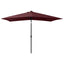 parasol med LED-lys og stålstang 2x3 m bordeauxrød