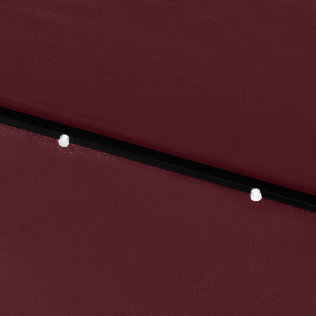 parasol med LED-lys og stålstang 2x3 m bordeauxrød