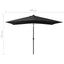parasol med LED-lys og stålstang 2x3 m sort