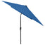 parasol med LED-lys og stålstang 2x3 m azurblå
